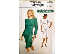 7662 VOGUE VERY EASY DROP WAIST PEPLUM DRESS PATTERN 8-12 UNCUT